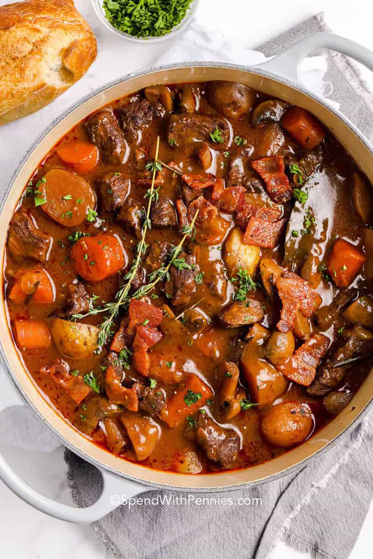 pot of Beef Bourguignon