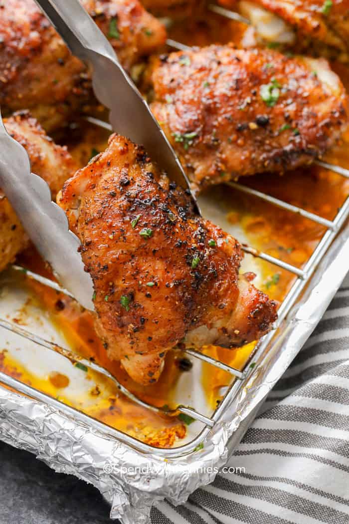 Baked Chicken Thighs with Thongs