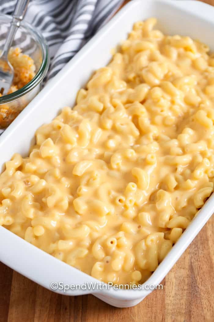 Velveeta Mac and Cheese in a baking dish