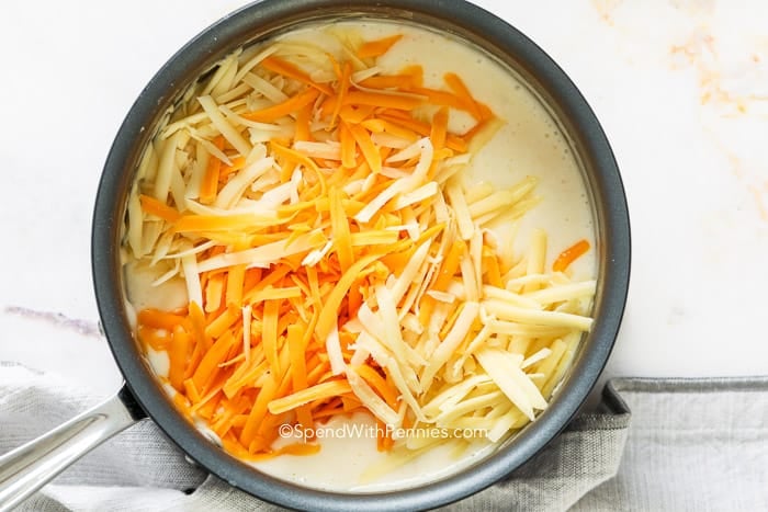 Beer Cheese Dip ingredients in a pot