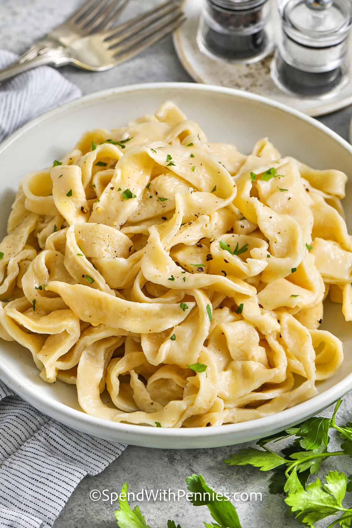 plate of buttery Egg Noodles