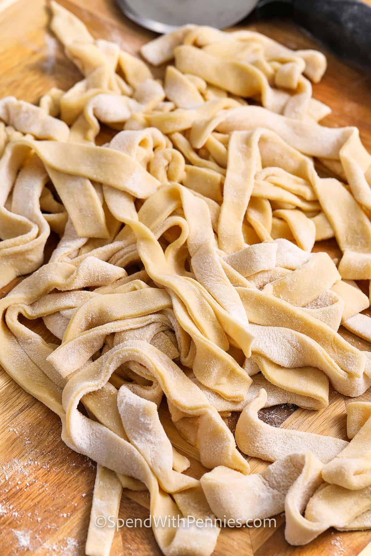 Egg Noodles after cutting slices