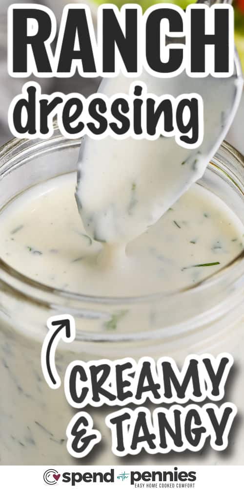 close up of Ranch Dressing Recipe with writing