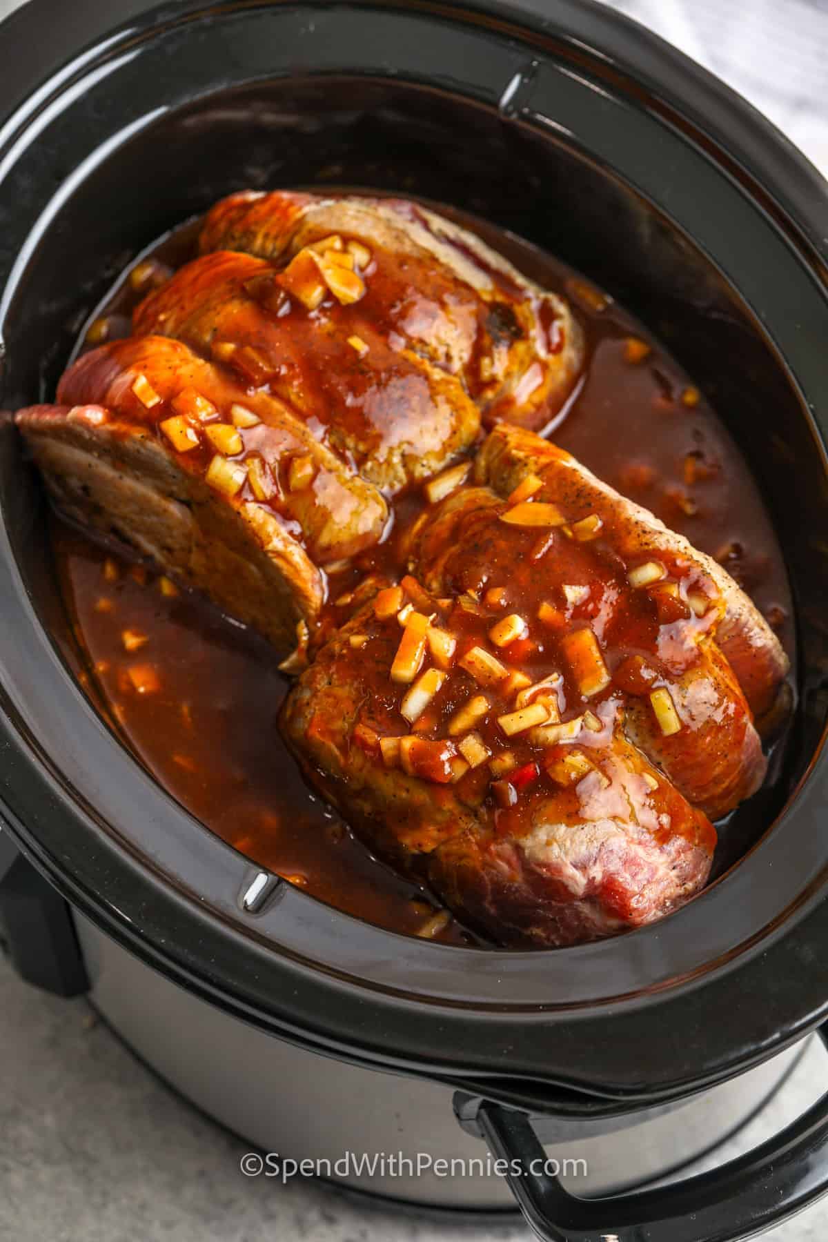 Slow Cooker Pulled Pork Sandwiches in the crockpot